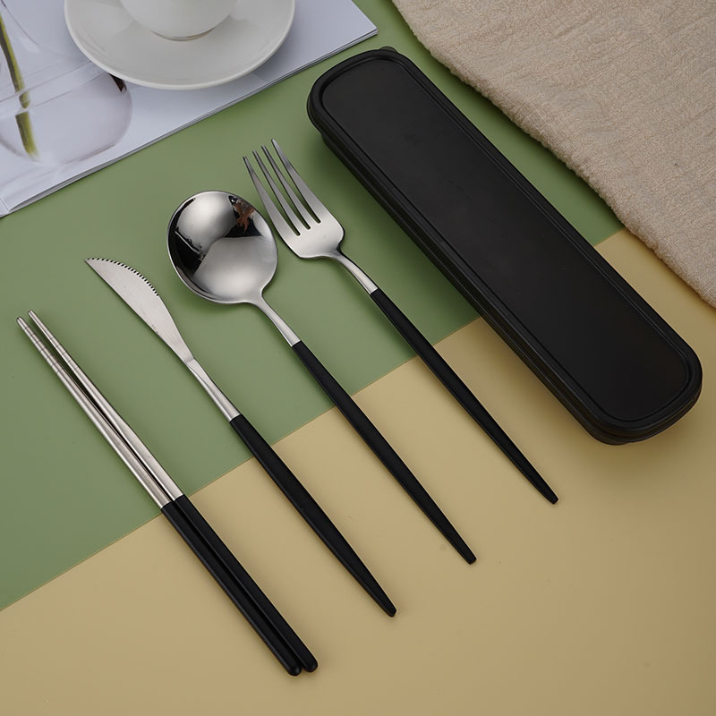 Tarpvalstybinis „Amazon“ interneto garsenybių Portugalijos nerūdijančio plieno nešiojami stalo įrankiai, šaukštas, šakutė, lazdelės, studentų biuro dovanų rinkinys