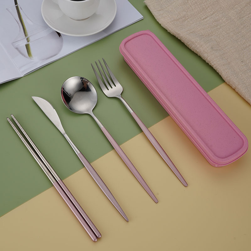 Tarpvalstybinis „Amazon“ interneto garsenybių Portugalijos nerūdijančio plieno nešiojami stalo įrankiai, šaukštas, šakutė, lazdelės, studentų biuro dovanų rinkinys