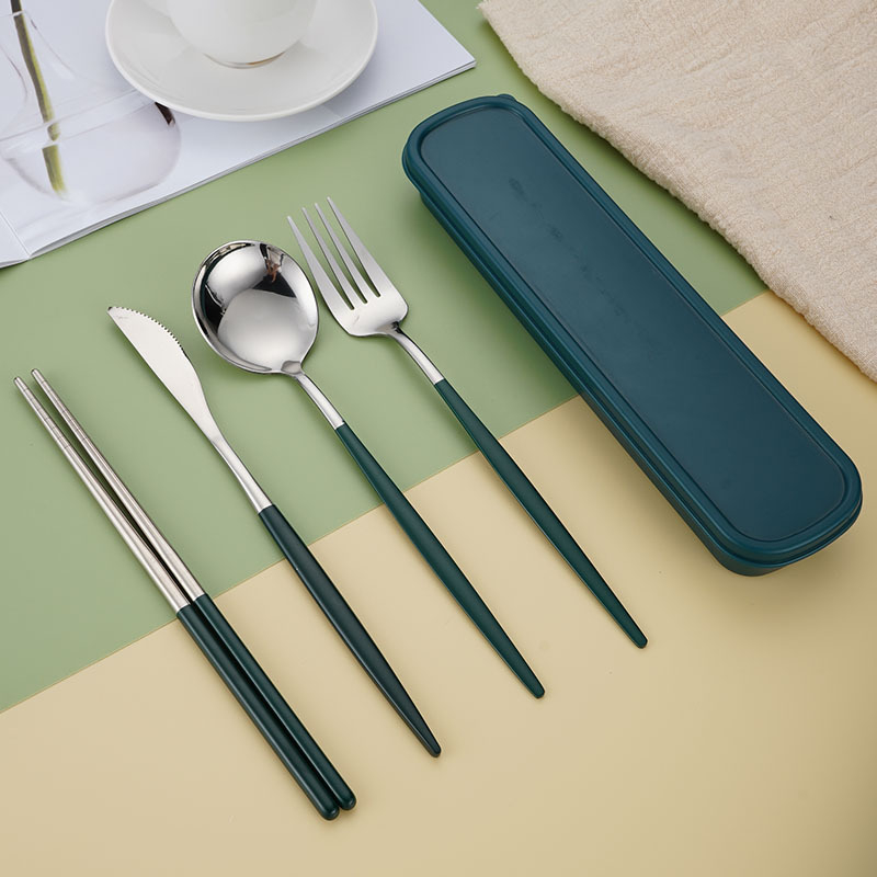 Tarpvalstybinis „Amazon“ interneto garsenybių Portugalijos nerūdijančio plieno nešiojami stalo įrankiai, šaukštas, šakutė, lazdelės, studentų biuro dovanų rinkinys