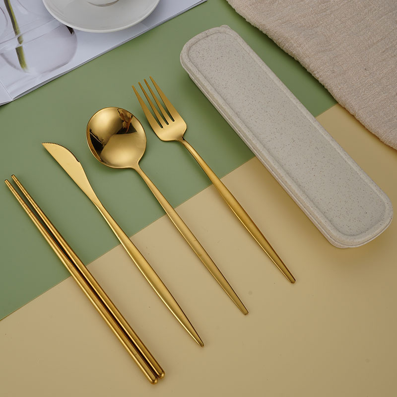 Tarpvalstybinis „Amazon“ interneto garsenybių Portugalijos nerūdijančio plieno nešiojami stalo įrankiai, šaukštas, šakutė, lazdelės, studentų biuro dovanų rinkinys