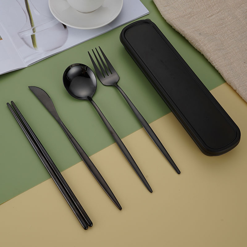 Tarpvalstybinis „Amazon“ interneto garsenybių Portugalijos nerūdijančio plieno nešiojami stalo įrankiai, šaukštas, šakutė, lazdelės, studentų biuro dovanų rinkinys