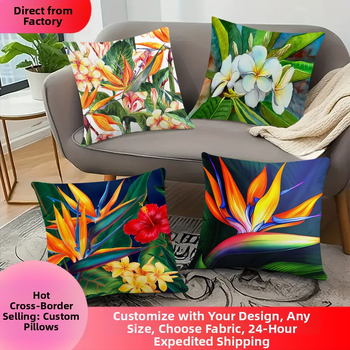 Фабрична директна трансгранична калъфка за възглавница, растение, цвете, едностранен печат, къса плюшена калъфка за възглавница, диван, декорация за хол