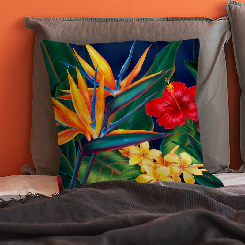 Фабрична директна трансгранична калъфка за възглавница, растение, цвете, едностранен печат, къса плюшена калъфка за възглавница, диван, декорация за хол