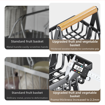 Išskirtinis „CrossBorder“ vaisių krepšelis su medine rankena, dvisluoksnis laikymo krepšelis, stalo laikymo krepšelis, užkandžių laikymo krepšelis, nusausinimo krepšelis, vaisių ir daržovių krepšelis