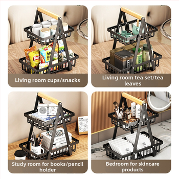 Išskirtinis „CrossBorder“ vaisių krepšelis su medine rankena, dvisluoksnis laikymo krepšelis, stalo laikymo krepšelis, užkandžių laikymo krepšelis, nusausinimo krepšelis, vaisių ir daržovių krepšelis
