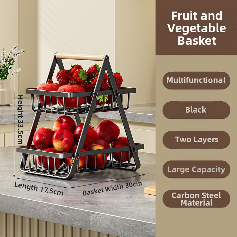 Išskirtinis „CrossBorder“ vaisių krepšelis su medine rankena, dvisluoksnis laikymo krepšelis, stalo laikymo krepšelis, užkandžių laikymo krepšelis, nusausinimo krepšelis, vaisių ir daržovių krepšelis