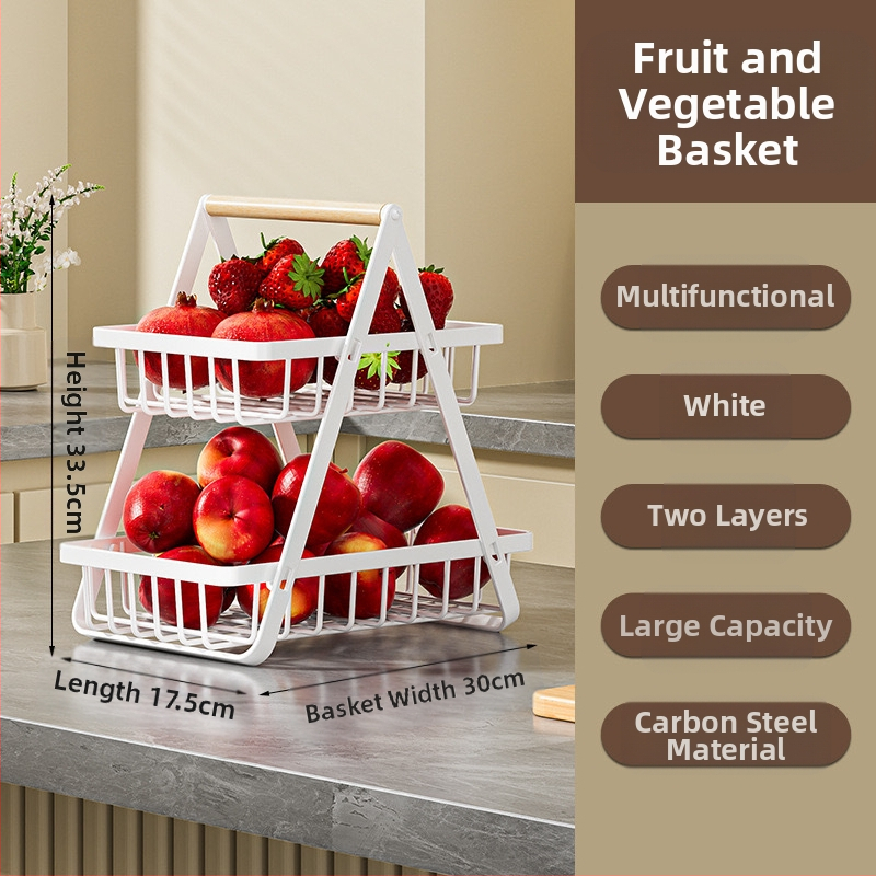 Išskirtinis „CrossBorder“ vaisių krepšelis su medine rankena, dvisluoksnis laikymo krepšelis, stalo laikymo krepšelis, užkandžių laikymo krepšelis, nusausinimo krepšelis, vaisių ir daržovių krepšelis