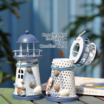 Блестяща океанска раковина, железен фар, средиземноморски стил, домашни орнаменти, морски модни занаяти