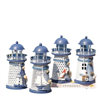 Блестяща океанска раковина, железен фар, средиземноморски стил, домашни орнаменти, морски модни занаяти