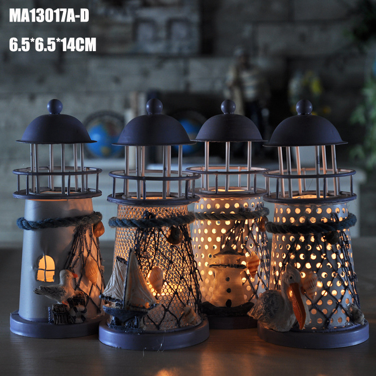 Блестяща океанска раковина, железен фар, средиземноморски стил, домашни орнаменти, морски модни занаяти