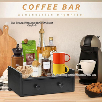 [drop Shipping] Ξύλινη θήκη για κάψουλες καφέ με συρτάρι, οργανωτή σταθμού καφέ, αξεσουάρ βάσης για καφετιέρα