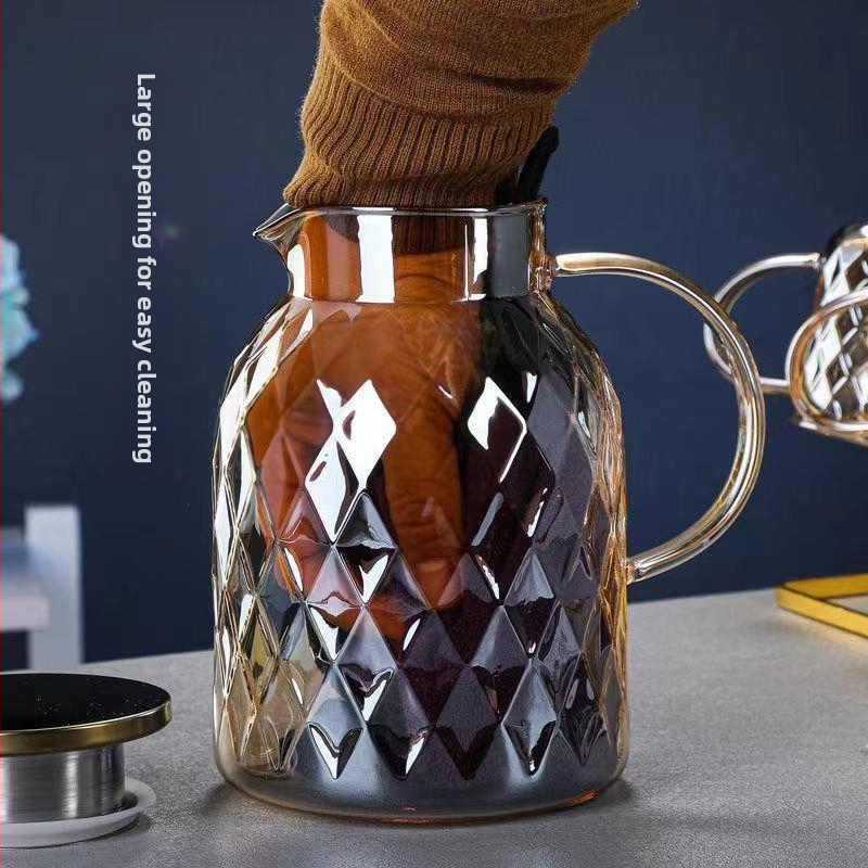 Студена кана, устойчива на висока температура, голям капацитет, кана Lanling от удебелено стъкло, чаша за сок, чайник с цвете, термоустойчива стъклена кана