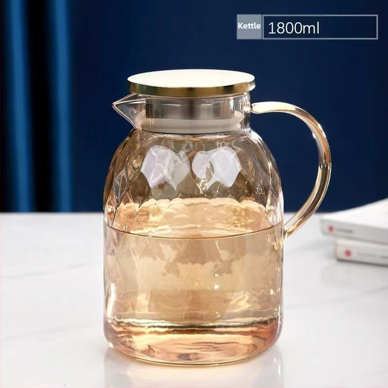 Šaltas virdulys, atsparus aukštai temperatūrai, didelės talpos virdulys, sutirštinto stiklo virdulys, sulčių puodelis, gėlių arbatos virdulys, karščiui atsparus stiklinis virdulys