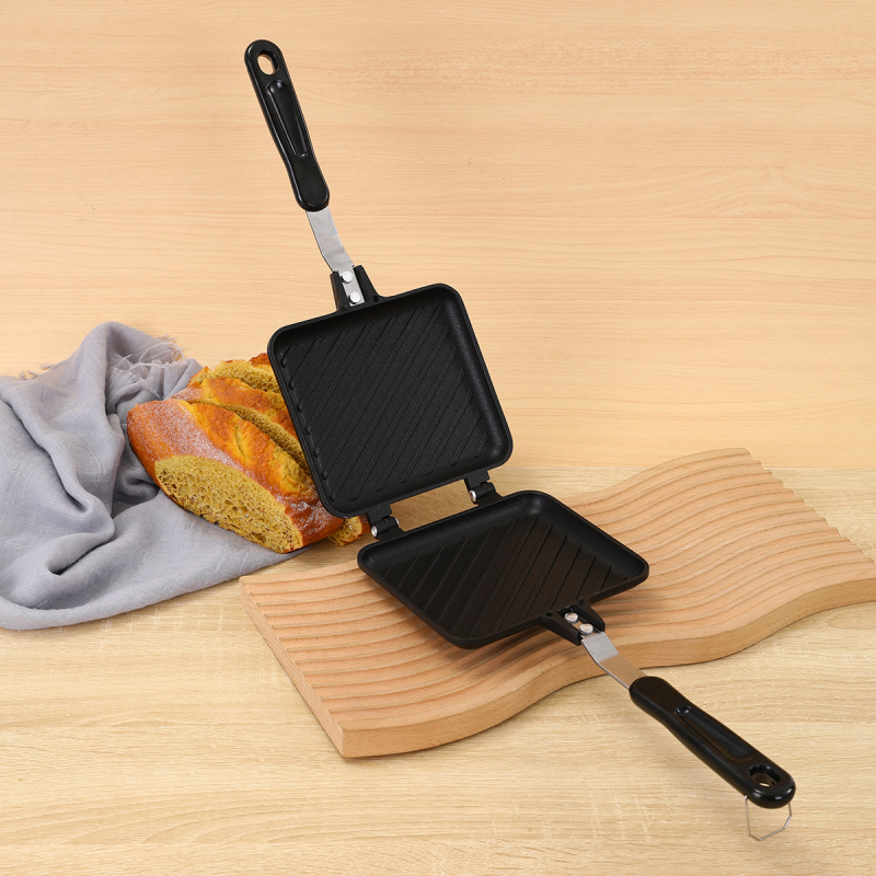 Форма за хляб за сандвичи, двустранен тиган, тава за печене на препечен хляб, незалепващ тиган, газова фурна с патрон, универсална двустранна тава за печене