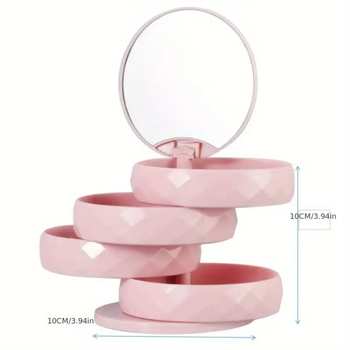 Forgó fülbevaló ékszerdoboz többrétegű fülbevaló tároló doboz kis gyönyörű fülbevalók nyaklánc ékszertartó tükörrel porálló doboz