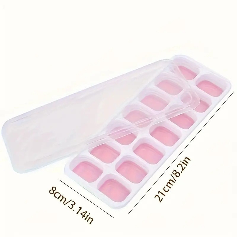 Jääkuubik 14 kellaga vorm Pehme liimiga jäävorm Väike jääkuubik Toidukvaliteediga jääkuubikute hoiukarp kaanega Kiirkülmutatud jäämasina karp