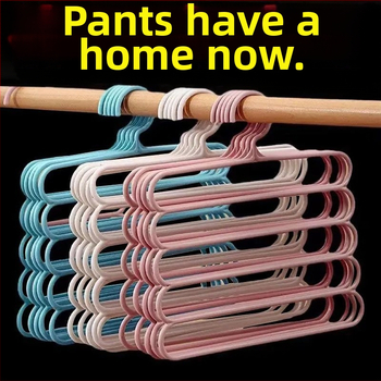 Ötrétegű nadrágtartó, ruhásszekrény tároló műtárgy, vastagított, csúszásmentes akasztó, tárolóállvány, nadrágcsipesz, háztartási felnőtt nadrágok lógnak