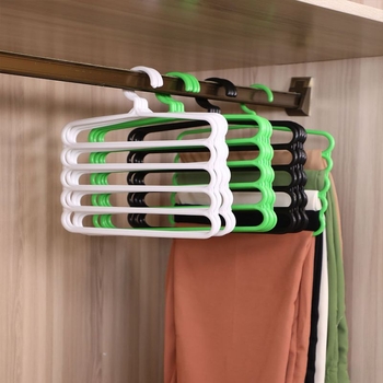 Ötrétegű nadrágtartó, ruhásszekrény tároló műtárgy, vastagított, csúszásmentes akasztó, tárolóállvány, nadrágcsipesz, háztartási felnőtt nadrágok lógnak