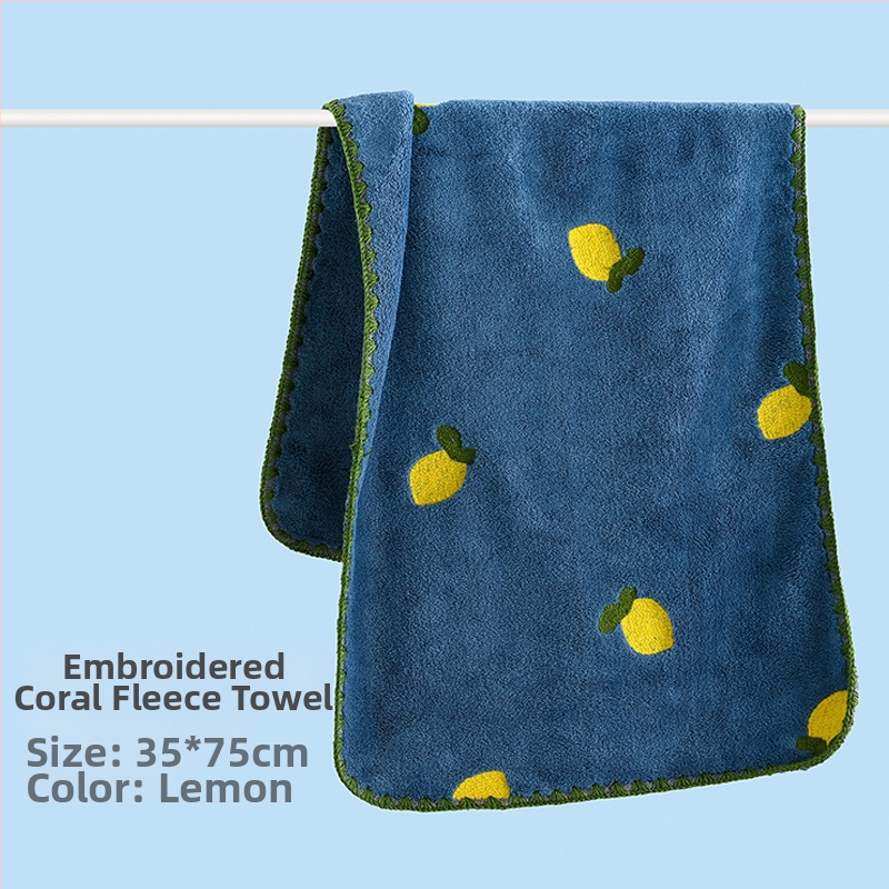 Animacinių filmukų siuvinėtas koralų vilnos rankšluostis, didmeninė prekyba vaisių siuvinėjimu, sugeriantis, sutirštintas veido rankšluostis suaugusiems, greitai džiūstantis veido rankšluostis