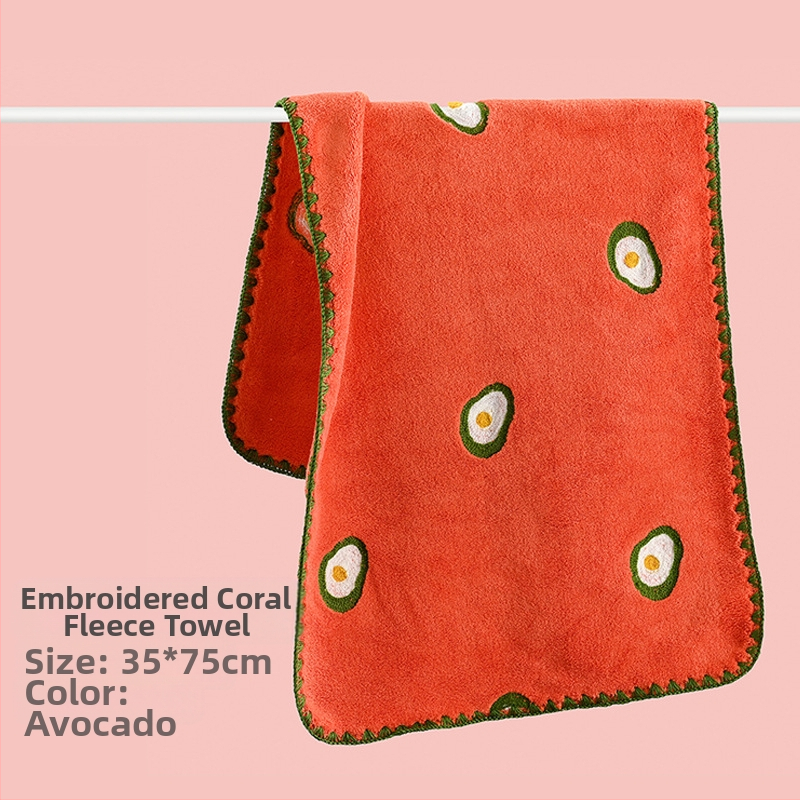 Animacinių filmukų siuvinėtas koralų vilnos rankšluostis, didmeninė prekyba vaisių siuvinėjimu, sugeriantis, sutirštintas veido rankšluostis suaugusiems, greitai džiūstantis veido rankšluostis