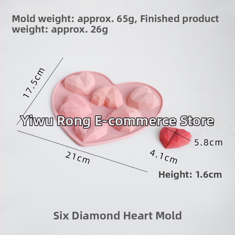 Szilikon tortaforma 6 egymást követő sztereó kis szív DIY aromaterápiás gipsz ragasztóforma sütőeszközök