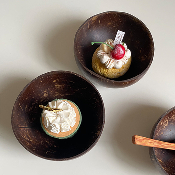 Natūralus Vietnamo Hainano senas kokoso kevalo dubuo stalo įrankiai Ryžių dubuo Desertas Cukraus vanduo Pusryčiai Lengvos salotos Vaisių laikymo dubuo