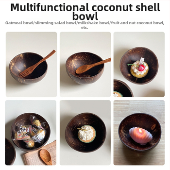 Natūralus Vietnamo Hainano senas kokoso kevalo dubuo stalo įrankiai Ryžių dubuo Desertas Cukraus vanduo Pusryčiai Lengvos salotos Vaisių laikymo dubuo