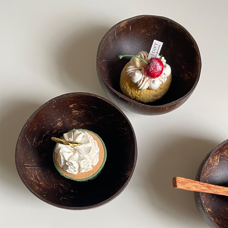 Natūralus Vietnamo Hainano senas kokoso kevalo dubuo stalo įrankiai Ryžių dubuo Desertas Cukraus vanduo Pusryčiai Lengvos salotos Vaisių laikymo dubuo