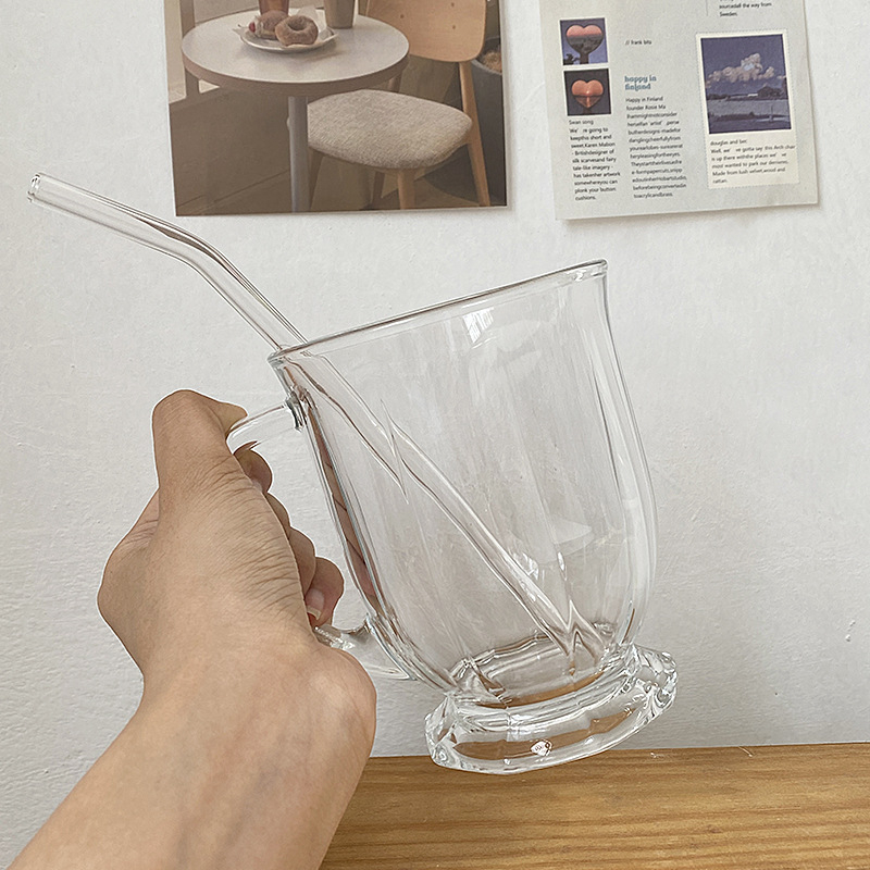 Didelės talpos stiklinė su sulčių puodeliu, buitinis vandens puodelis, vėjo puodelis, vaikų vasaros alaus gėrimas, didmeninė prekyba karve