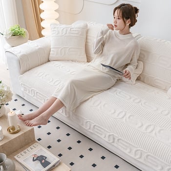 Μαξιλάρι καναπέ βελούδου χειμωνιάτικο υπόλευκο παχύρρευστο αντιολισθητικό 2024 νέο μοντέλο μαξιλαριού καθίσματος χειμωνιάτικο κάλυμμα καναπέ