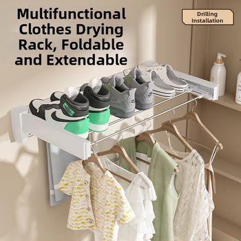 Vannitoa nähtamatu riidekuivatusrest siseruumides rõdule laheaknale kokkupandav seinale kinnitatav teleskooprätikuhoidja riiete kuivatamise artefakt