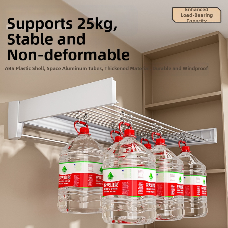 Vannitoa nähtamatu riidekuivatusrest siseruumides rõdule laheaknale kokkupandav seinale kinnitatav teleskooprätikuhoidja riiete kuivatamise artefakt