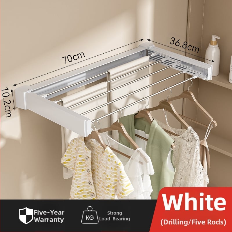 Vannitoa nähtamatu riidekuivatusrest siseruumides rõdule laheaknale kokkupandav seinale kinnitatav teleskooprätikuhoidja riiete kuivatamise artefakt