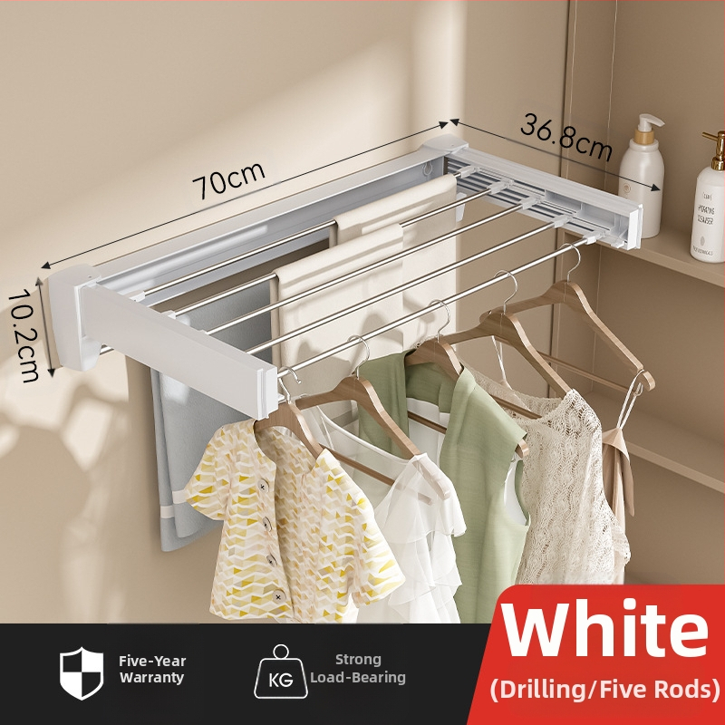 Vannitoa nähtamatu riidekuivatusrest siseruumides rõdule laheaknale kokkupandav seinale kinnitatav teleskooprätikuhoidja riiete kuivatamise artefakt