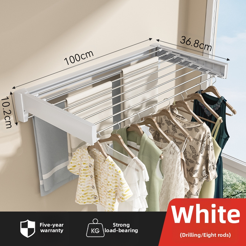 Vannitoa nähtamatu riidekuivatusrest siseruumides rõdule laheaknale kokkupandav seinale kinnitatav teleskooprätikuhoidja riiete kuivatamise artefakt