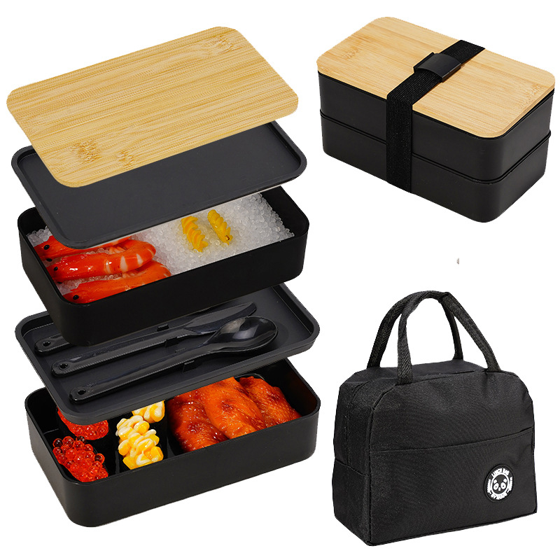 Piiriülene Jaapani stiilis lõunasöögikarp sektsioonidega, isoleeritud kahekihiline lõunasöögikarp, suure mahutavusega PP plastist krõbedate hoidikute komplekt, tootja hulgimüük