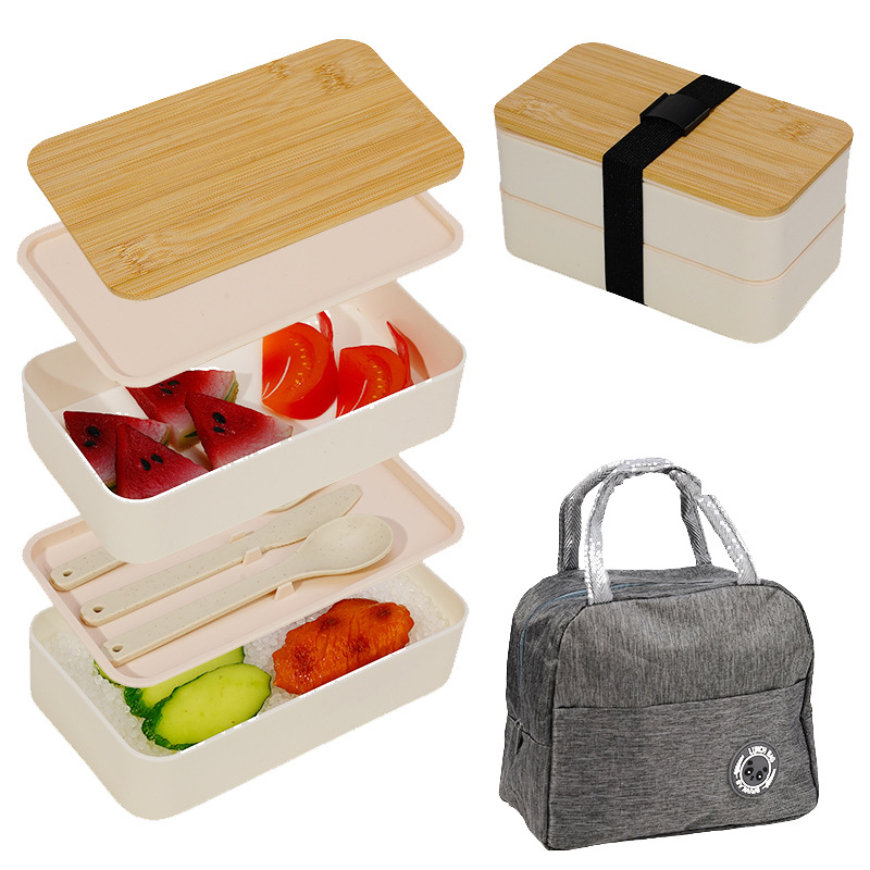 Piiriülene Jaapani stiilis lõunasöögikarp sektsioonidega, isoleeritud kahekihiline lõunasöögikarp, suure mahutavusega PP plastist krõbedate hoidikute komplekt, tootja hulgimüük