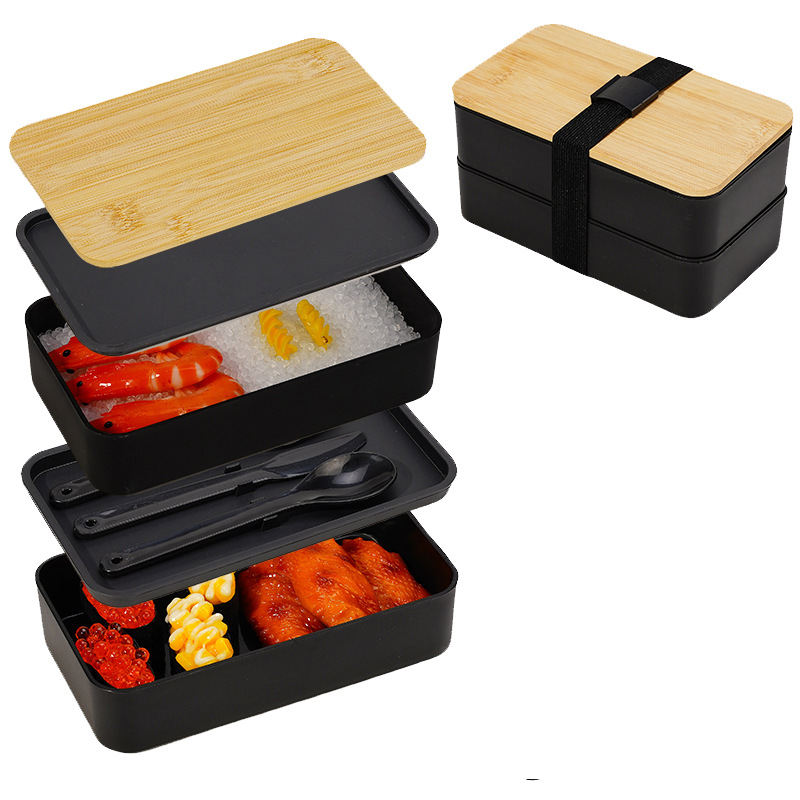 Piiriülene Jaapani stiilis lõunasöögikarp sektsioonidega, isoleeritud kahekihiline lõunasöögikarp, suure mahutavusega PP plastist krõbedate hoidikute komplekt, tootja hulgimüük