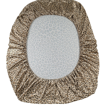 Ääreäärise satiinist digitaaltrükiga leoparditrükiga lina madratsikate, padjapüür, kolmeosaline voodipesukomplekt