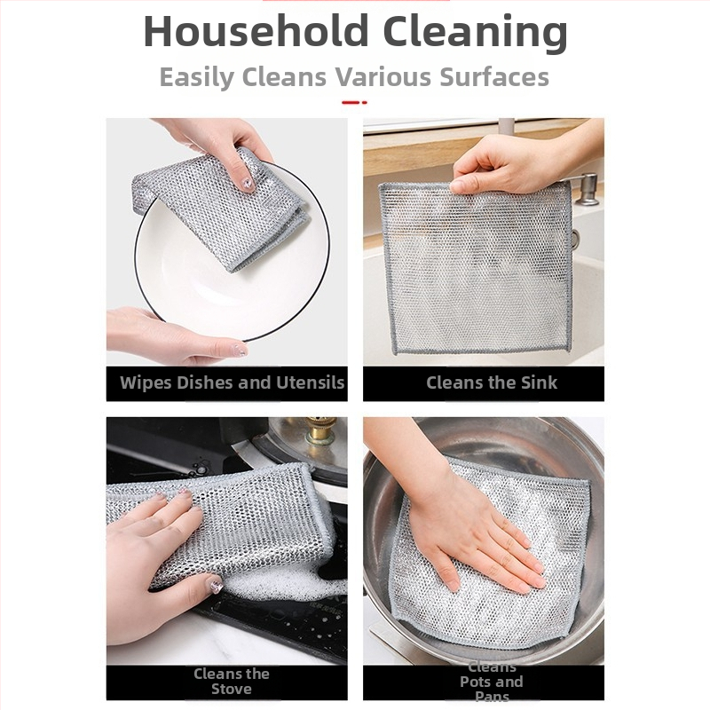 Стоманена тел, парцал с топка от стоманена тел, кърпа за съдове, почистване на кухня, специална сребърна тел, четка без масло, кърпа за съдове за тиган