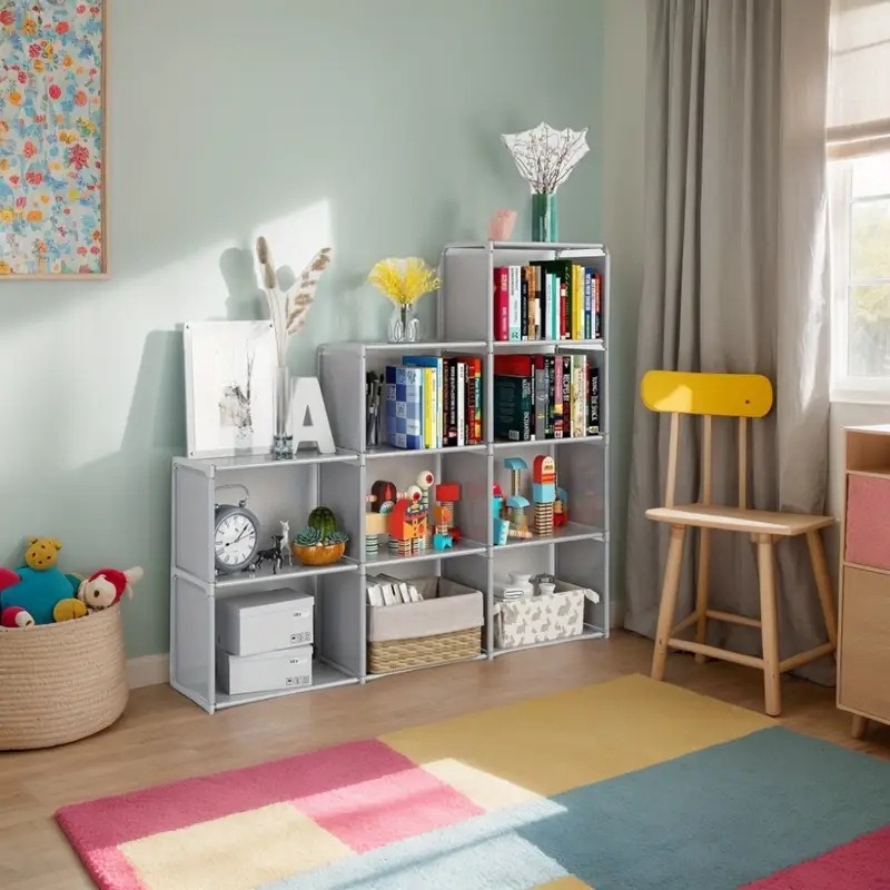 Lihtne raamaturiiul, loominguline õpilaskomplekt, raamaturiiuli värvistiil, mitme riiuliga kombinatsioon, tugevdatud kapp