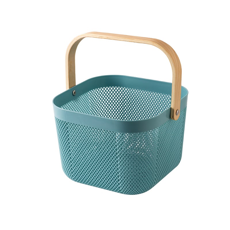Преносима кошница за съхранение на подходяща цена, кошница за съхранение в домакинството, синя, кошница за съхранение в кухнята в японски стил, кошница за зеленчуци и плодове, синя, кошница за съхранение в банята