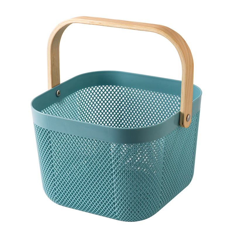 Преносима кошница за съхранение на подходяща цена, кошница за съхранение в домакинството, синя, кошница за съхранение в кухнята в японски стил, кошница за зеленчуци и плодове, синя, кошница за съхранение в банята