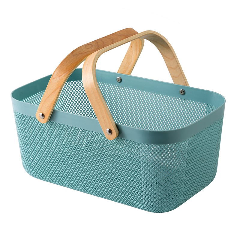 Преносима кошница за съхранение на подходяща цена, кошница за съхранение в домакинството, синя, кошница за съхранение в кухнята в японски стил, кошница за зеленчуци и плодове, синя, кошница за съхранение в банята