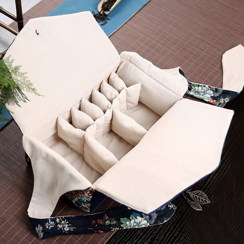 Luke lauko kelioninis arbatos servizo laikymo maišelis arbatinukui arbatos puodeliui laikyti maišelis medvilniniam linui rankinė su sutankintu vintažiniu lininiu maišeliu