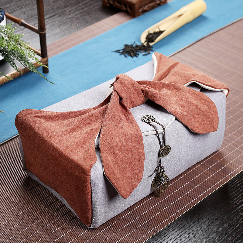 Luke lauko kelioninis arbatos servizo laikymo maišelis arbatinukui arbatos puodeliui laikyti maišelis medvilniniam linui rankinė su sutankintu vintažiniu lininiu maišeliu