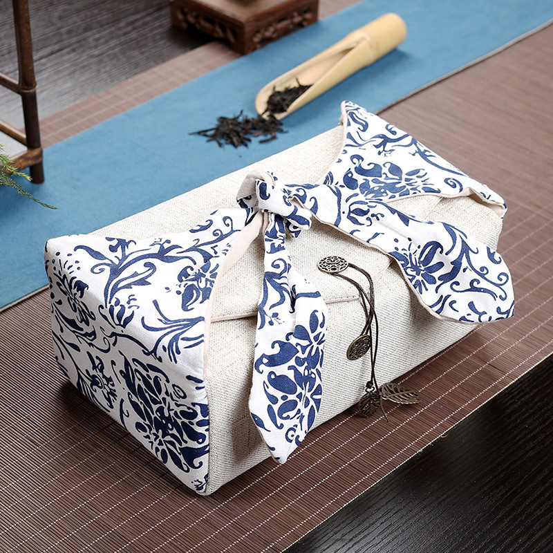 Luke lauko kelioninis arbatos servizo laikymo maišelis arbatinukui arbatos puodeliui laikyti maišelis medvilniniam linui rankinė su sutankintu vintažiniu lininiu maišeliu