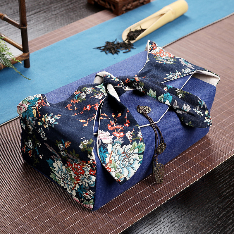 Luke lauko kelioninis arbatos servizo laikymo maišelis arbatinukui arbatos puodeliui laikyti maišelis medvilniniam linui rankinė su sutankintu vintažiniu lininiu maišeliu