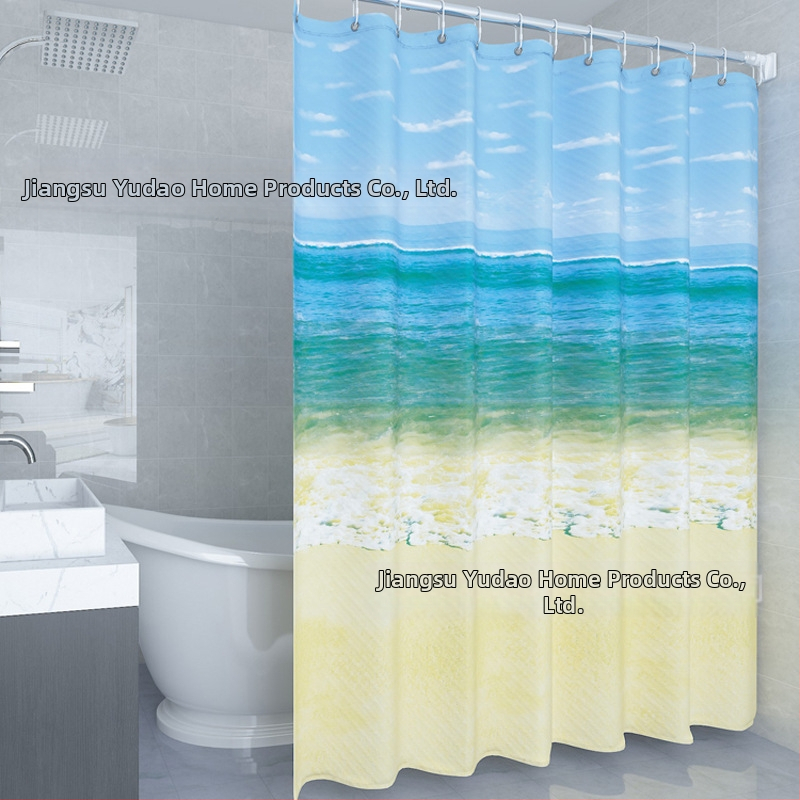 Трансгранична мраморна завеса за душ, водоустойчива, устойчива на мухъл, неперфорирана завеса за тоалетна