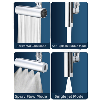 Virtuves trauku mazgāšanas jaucējkrāns, universāls pagarinātājs, lietus, četru ātrumu, pagriežams, spiediena, šļakatu necaurlaidīgs, artefakts